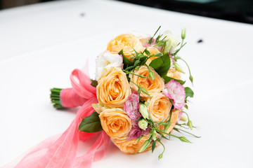 Beautiful bridal bouquet with different flowers