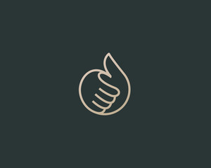 Thumbs up vector logotype. Linear like logo design.