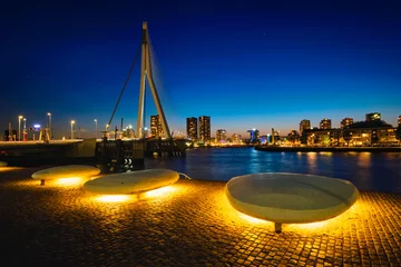 Fotobehang Erasmus Bridge, Rotterdam, Netherlands © Dmitry Rukhlenko