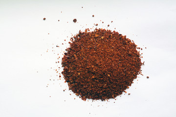Mix of spices on white.