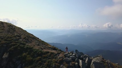 CARPATHIAN, UKRAINE - 15 AUGUST 2018: trail Chornohora 2018 drone footage