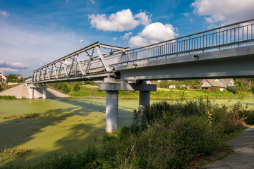  panorama view near big huge bridge across  river