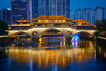Anshun bridge at night, Chengdu, China © Dmitry Rukhlenko