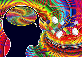 Stimulant drugs like Amphetamines. Euphoric feeling after taking psychoactive substances like speed or nootropic pills