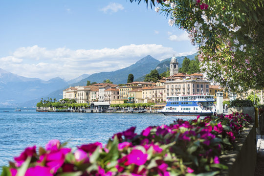 Scenic View of Bellagio Town in Summer and Como Lake in North of Italy.