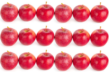 red ripe apples on a white background