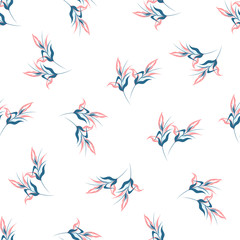 Seamless background decorated with floral leaves.