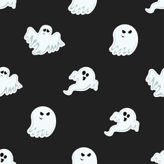 Abstract seamless halloween ghost pattern for girls or boys. Creative vector pattern with ghost, cloud boo. Funny ghost wallpaper for textile and fabric. Fashion halloween style. Colorful picture