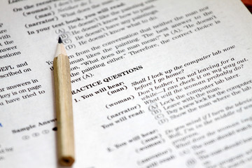 TEST. English test choose the right answer. English grammar test sheet. Multiple choice test. Exam for students in school, college and university. USA or English Education concept. answer sheet.