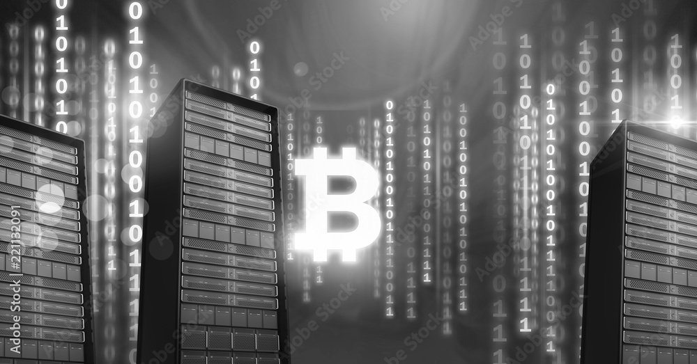 Poster computer servers and bitcoin technology information interface