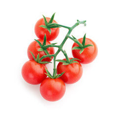 Bunch of cherry tomatoes isolated on white background