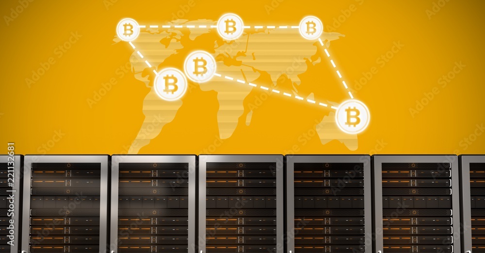 Poster computer servers and bitcoin technology information interface