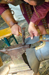 Man repairs helmet