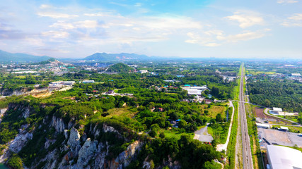 aerial view of a landscape in forest