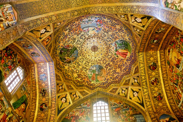 Fototapeta na wymiar Interior view of Vank. Armenian holy savior cathedral. New Julfa, Isfahan, Iran.