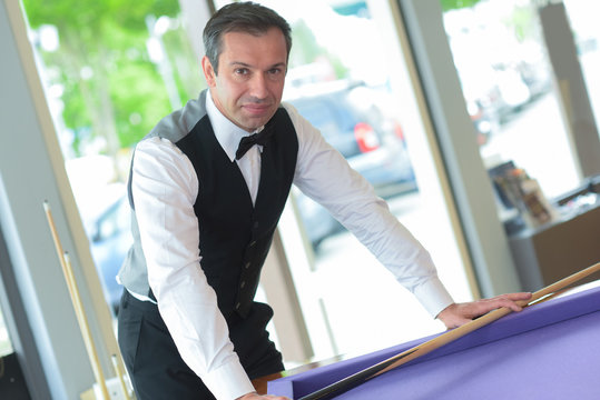 Portrait of snooker player