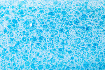 texture of blue soap foam closeup