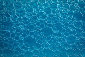 texture of blue soap foam closeup