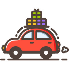 Travel Car Line Color Icon