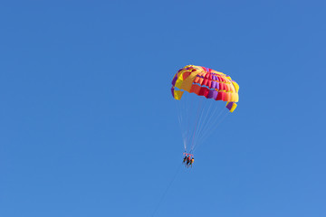 Parasailing, flying over the water