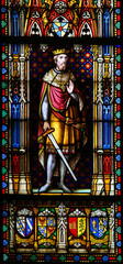 Crusader King Baldwin III of Jerusalem - Stained Glass in Bruges