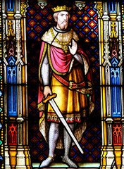 Crusader King Baldwin III of Jerusalem - Stained Glass in Bruges