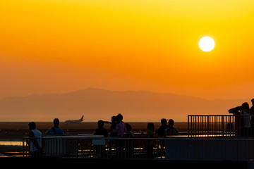 Fototapeta na wymiar 関西国際空港の夕景