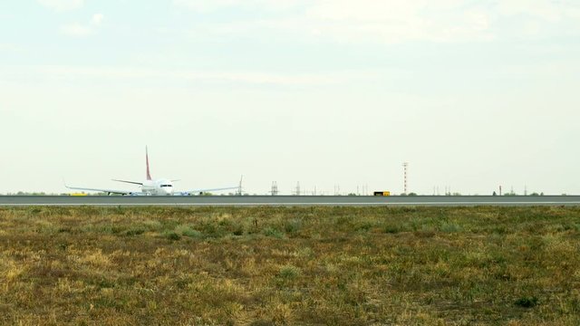 airliner on the runway before take off