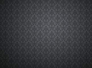 Black damask pattern wallpaper