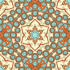 Hand drawn ornamental seamless pattern. Vector Illustration