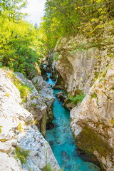 Velika Korita is canyon of Soca river in Soca valley in Slovenia