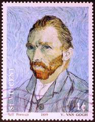 Self-portrait by Vincent Van Gogh on stamp
