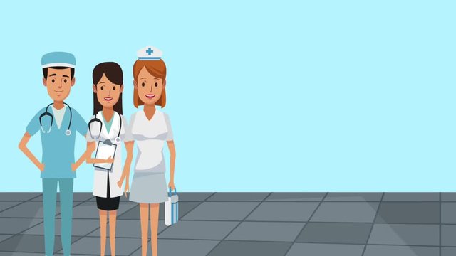 Doctor and medical team inside hospital cartoons high definition coloful animation scenes