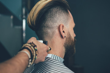 Perfect hairdo at barber shop