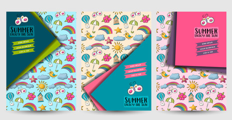 Summer season flyer poster. Brochure teplate design. Vector illustration.