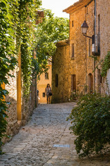 Fototapeta na wymiar Beautiful street in the medieval town of Peratallada, Gerona province, Catalonia, Spain.