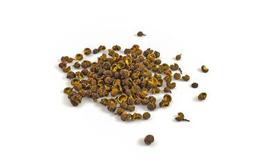 Dried Sichuan pepper isolated on a white background