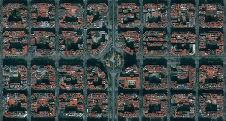 Barcelona ( Barselona ) Regular City Aerial View, City Squre and Junction - Vista aérea regular de la ciudad, Plaza de la ciudad y Cruce - Barcelona, (Barcelona), cidade regular, vista aérea, cidade
