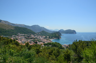 Fototapeta na wymiar Panoramic view of coastline near Petrovac, Montenegro.