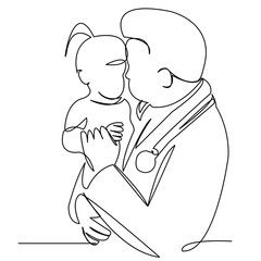 doctor with a child in the hands of a child doctor