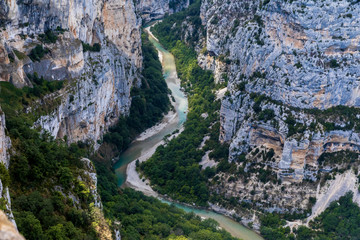 scenic view of majestic rocky mountains and canyon of Verdon River, Provence, France