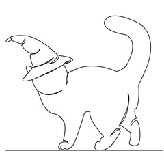 black cat witches in a cap