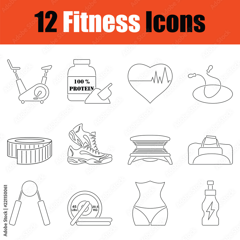 Poster fitness icon set