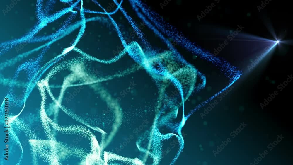 Poster blue particles evolving in an abstract technology motion background. futuristic information technolo