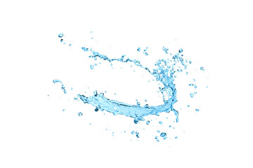 blue water splash isolated on white background