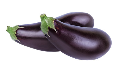 Fresh eggplant isolated on white background  with clipping path