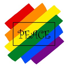Rainbow gay pride flag oblique, Symbol of sexual minorities, PEACE © Fernando Batista