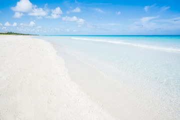 wonderful beach of Varadero during a sunny day, fine white sand and turquoise and blue Caribbean...