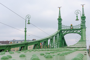 Liberty Bridge or Freedom Bridge in Budapest, Hungary, connects Buda and Pest across the River Danube
