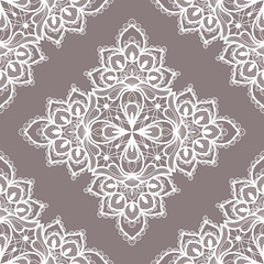 White floral lace seamless pattern. Vector Illustration